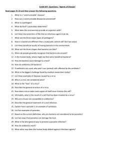 Agents of Disease Worksheet: Bacteria, Viruses, Parasites