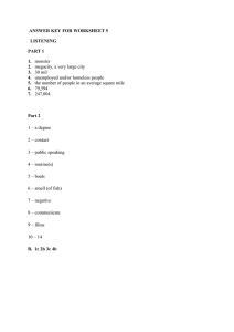 Worksheet 5 Answer Key: Listening, Reading, Vocabulary