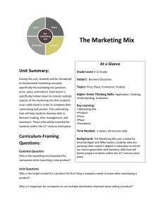 Marketing Mix Lesson Plan: Product, Price, Place, Promotion