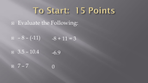 Chapter 1: Foundations for Algebra