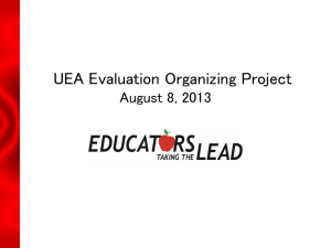 UEA Evaluation Organizing Project August 8, 2013
