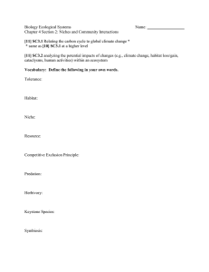 Ecology: Niches & Community Interactions Worksheet