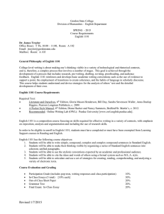 Gordon State College Division of Humanities – English Department