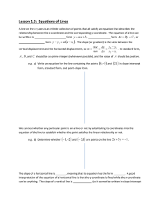Lesson 1.3: Equations of Lines