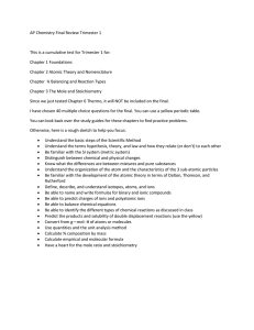 AP Chemistry Trimester 1 Final Review Sheet