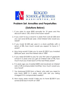 Problem Set 2-Annuities and Perpetuities