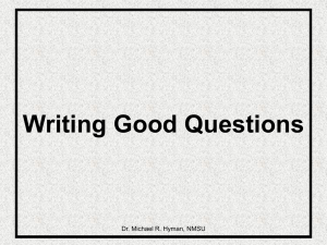 Writing Good Questions - NMSU College of Business