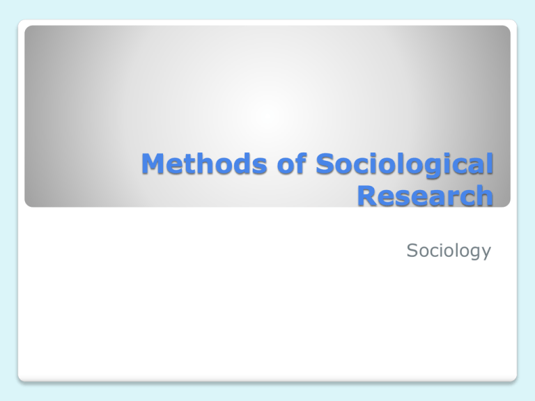 Lesson 3 Sociological Research Methods 
