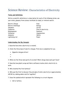 Electricity Review: Terms, Concepts, and Laws