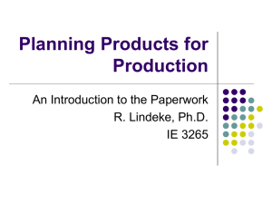 Planning Products for Production