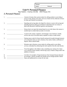 Unit 9 Almost There – Personal Finance – Study Guide