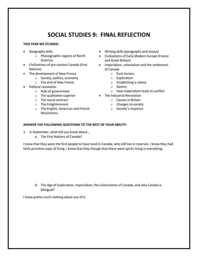 File Social Studies 9 Projects & Info