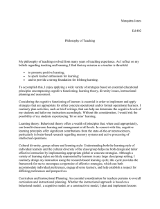 Teaching Philosophy: Positive Learning & Lifelong Skills