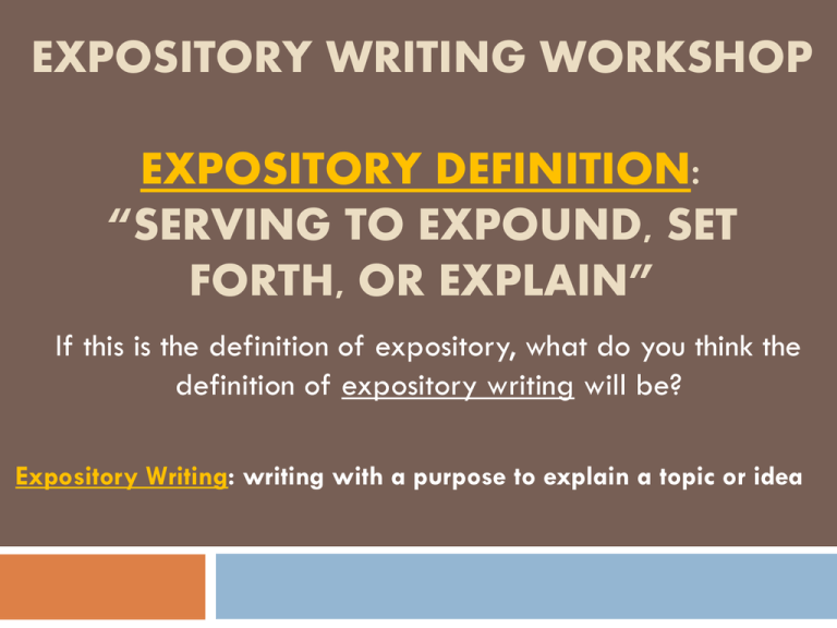 What Is The Definition Of Expository Writing