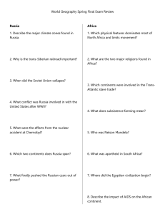 World Geography Spring Final Exam Review
