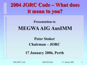 differences between 1999 and 2004 JORC Codes