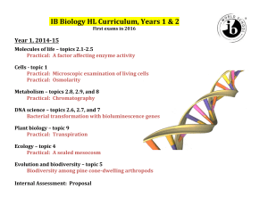 IB Biology HL Curriculum: Years 1 & 2 Outline