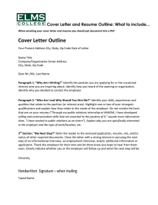 Cover Letter and Resume Outline: What to include