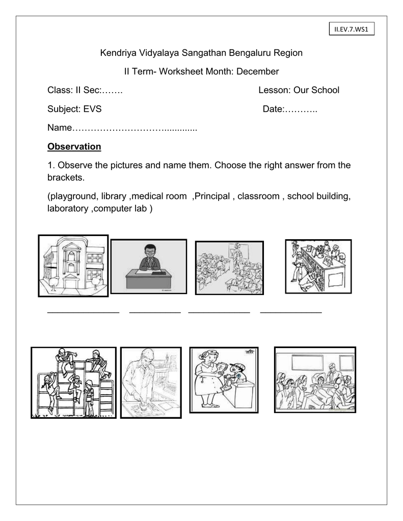 class ii evs lesson vii worksheet