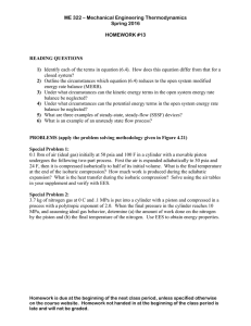 Thermodynamics Homework: Spring 2016 - ME 322