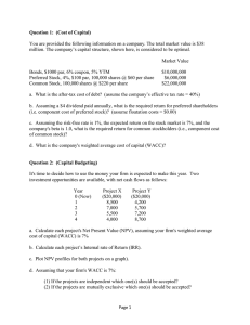 Corporate Finance Exam: Cost of Capital & Budgeting