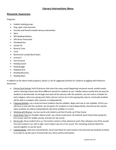 Literacy Interventions Menu