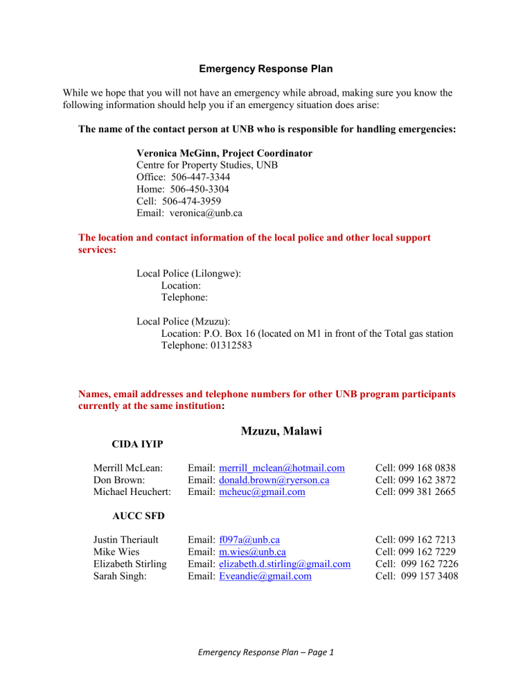 Review Emergency Response Plan