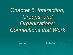 Chapter 5: Interaction, Groups, and Organizations: Connections that