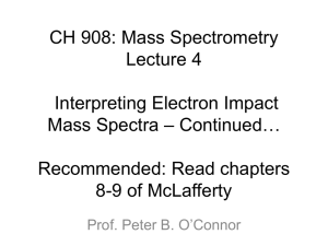 CH 908: Mass Spectrometry Lecture 4 Interpreting Electron Impact