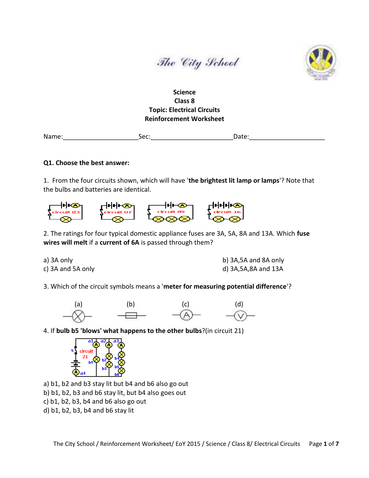 science class 8 electrical circuits