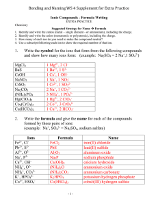 Ionic Compound Naming & Formula Writing Worksheet