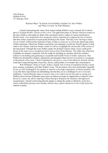 Celia Watson Reaction paper on Walker Whitman
