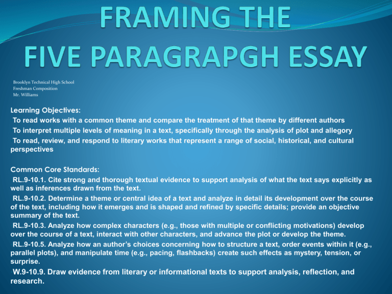 Framing The Essay Brooklyn Technical High School