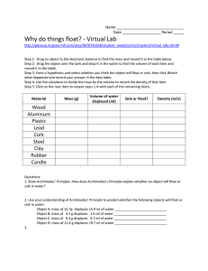 Buoyancy Virtual Lab Worksheet: Archimedes' Principle