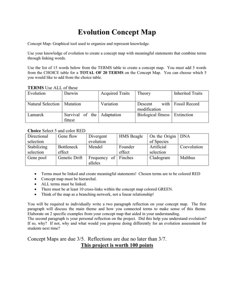 Evolution Concept Map Pdf Evolution Concept Map