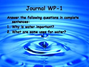 Water Importance & Uses: Journal Worksheet