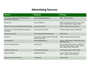 Advertising Sources Source Website Pricing