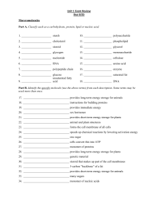 Unit 1 Exam Review Due 9/25 Marcromolecules Part A. Classify