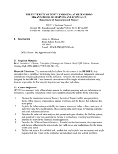 FIN 315 Business Finance I Syllabus - UNCG
