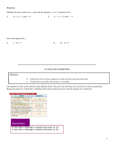Warm Up Substitute the given values of m, x, and y into the equation