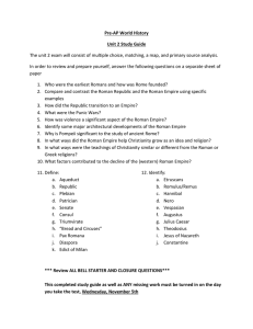 Pre-AP World History Unit 2 Study Guide: Roman Empire