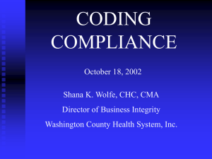 Coding Compliance in Healthcare: A Presentation