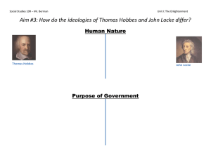 Hobbes vs. Locke: Enlightenment Ideologies Worksheet