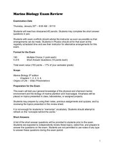 Marine Biology Exam Review: Chapters 1-3, 5-6