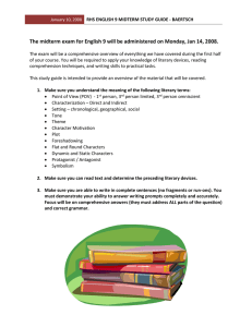 English 9 Midterm Study Guide - Literary Terms & Writing
