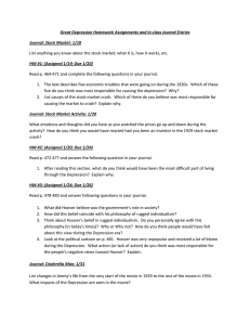 Great Depression Homework & Journal Entries