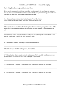 Freak the Mighty Vocabulary Worksheet: Chapters 1-4
