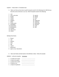 Español 2 - Study Guide 5- A Vocabulary Quiz Make sure that you