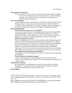 Ann Masterson Title and Research Question Death or Difficulty? or
