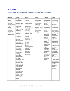 Adolescent and Emerging Adult Developmental Domains